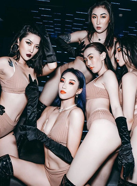 酒吧派对女歌手DS演出服Dj欧美gogo秀性感超短热舞露腰比基尼套装