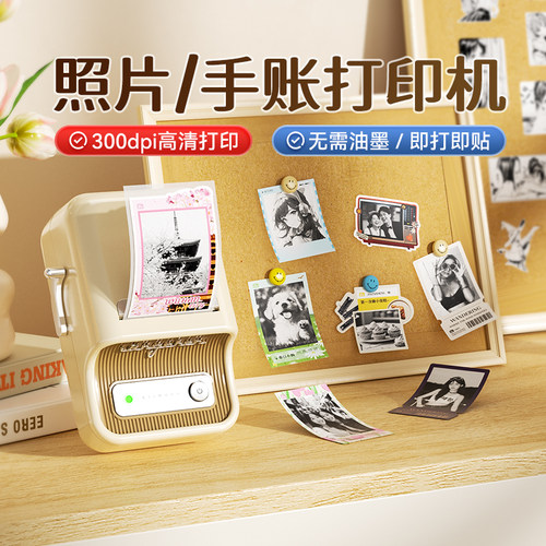 精臣B21Pro高清版照片打印机300dpi家用小型黑白照片相片爱豆小卡图片简笔画手账贴纸家用手持蓝牙图像打印机
