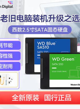 WD西部数据500g固态硬盘ssd 1T 2t笔记本台式电脑sata蓝盘SA510