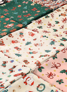 圣诞印花布料场景布置圣诞节手工制作桌布窗帘沙发布儿童服装面料