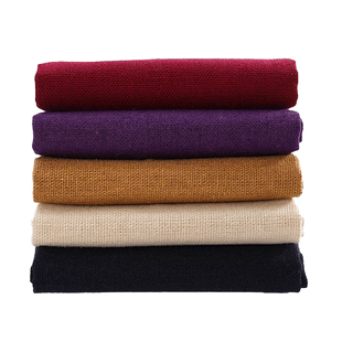 素色亚麻拼布面料娃娃服装加密防尘枕套沙发套纯色手工diy布料