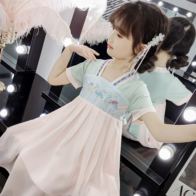 girl Summer wear children Hanfu Dress 2019 new pattern Chinese style Ruskirt ancient costume fairy skirt Retro Tang costumein the Children/Baby/Family fitted , Children's Robes/Costume/National costume , Costume  category - from Buy2taobao.com to provide professional Taobao agent buy service