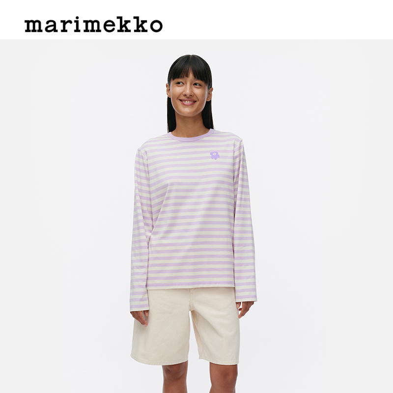 Marimekko【TASARAITA印花】早秋游霓可长袖休闲T恤