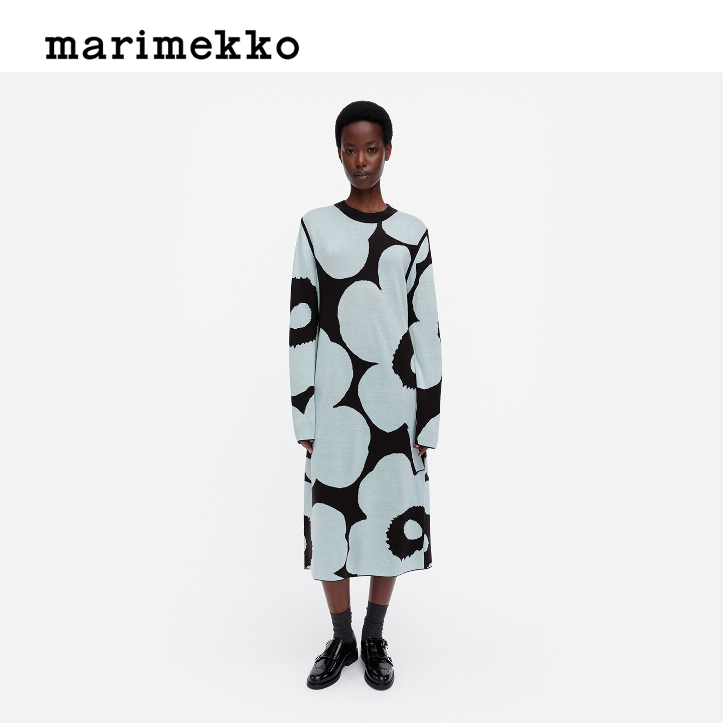 Marimekko【Unikko游霓可】女士长袖针织气质连衣裙