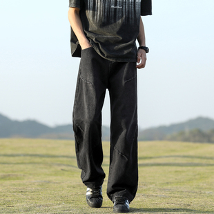 INS潮INSstudios店铺insstudlos水洗牛仔裤宽松设计感宽松长裤子