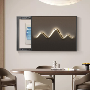 高级感轻奢电表箱装饰画画意式极简饭厅遮挡推拉配电箱电闸挂画画