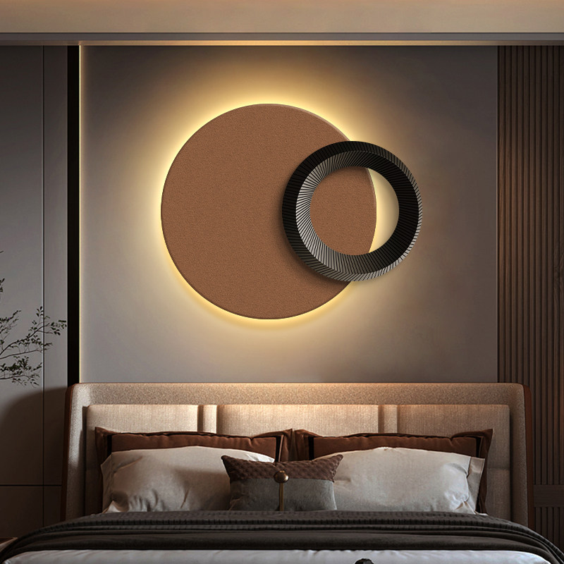 意式极简客厅沙发背景立体装饰画卧室床头轻奢高级感挂画餐厅圆形