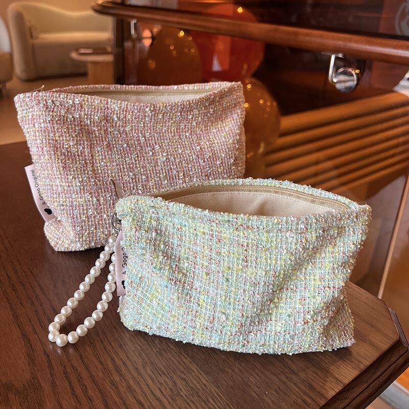 手工编织包内胆小香风编织化妆包高级感手拿护肤品收纳袋旅行出差