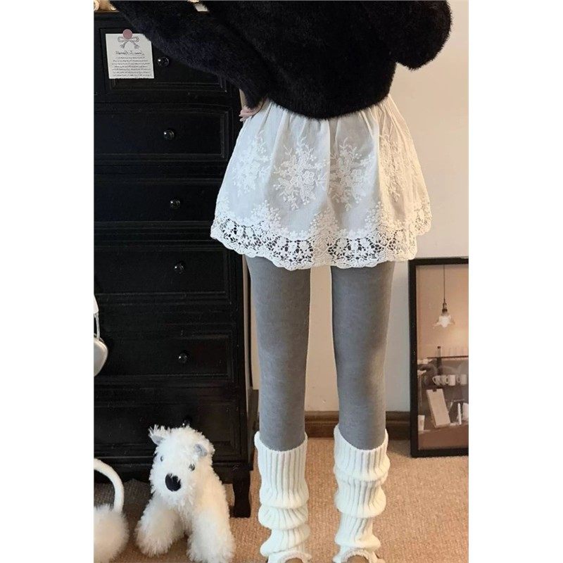 叠穿遮挡裙韩系慵懒蕾丝