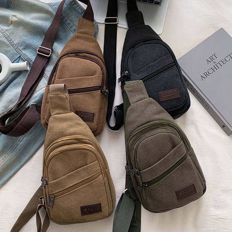 男生随身包胸包帆布男士新款挎包单肩胸前包耐用斜挎包男款外出百