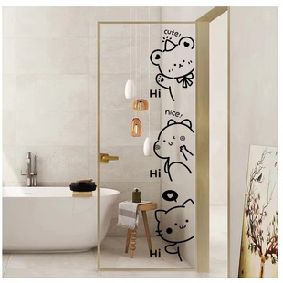 厕所门贴纸图案可爱ins贴纸厨房门贴卫生间玻璃贴纸图案装饰小动