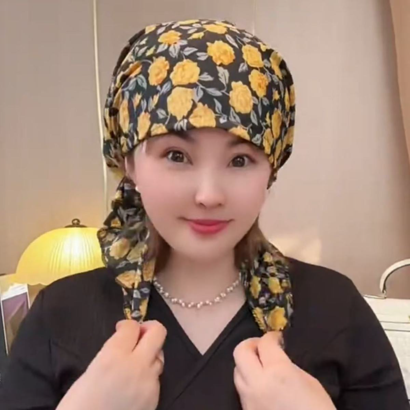女士夏天包头帽大飘带无