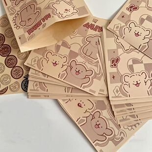 无料包装袋线条小狗纸袋牛皮色款包装袋大容量可爱打包材料礼品袋