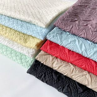 做棉袄的布料高档褶皱风羽绒服面料肌理压皱复合布零压羽绒服棉服