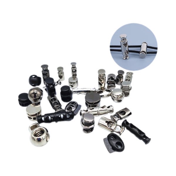 绳子锁紧扣金属弹簧扣弹力绳扣锁扣收腰调节扣穿绳扣卫衣裤脚收紧