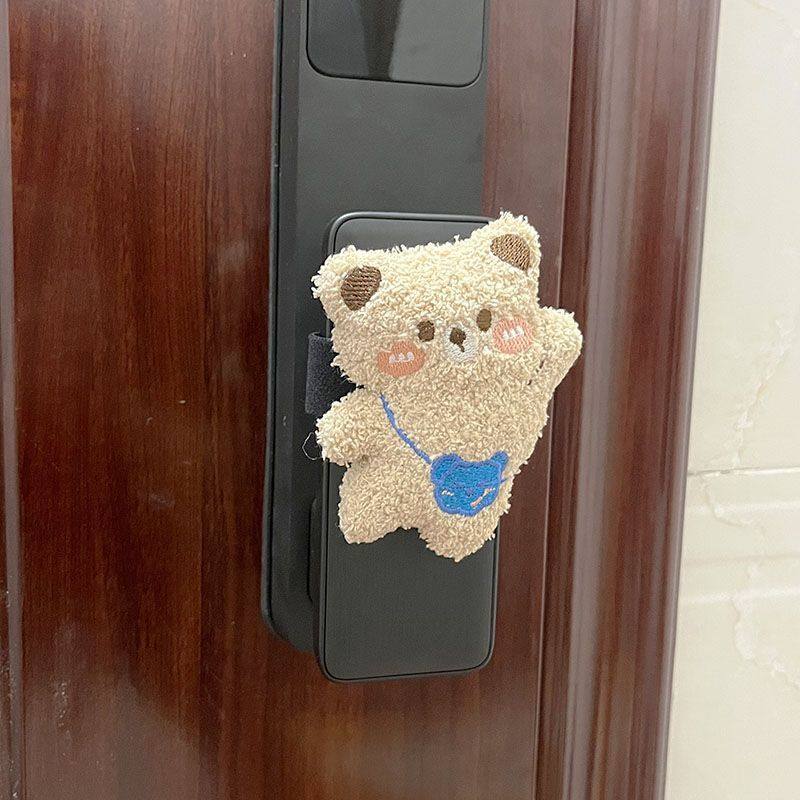 智能门锁防撞神器卡通可爱小熊智能锁门把套大把手密码锁防撞门挡