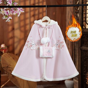 儿童骑车防风斗篷儿童披肩斗篷宝宝外出防风连帽外套女童加绒汉服