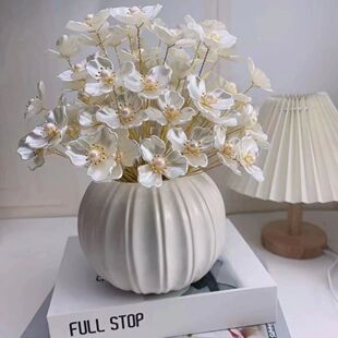 成人串珠手工diy材料包新款玉兰花材料包花束手工编织花束diy全套