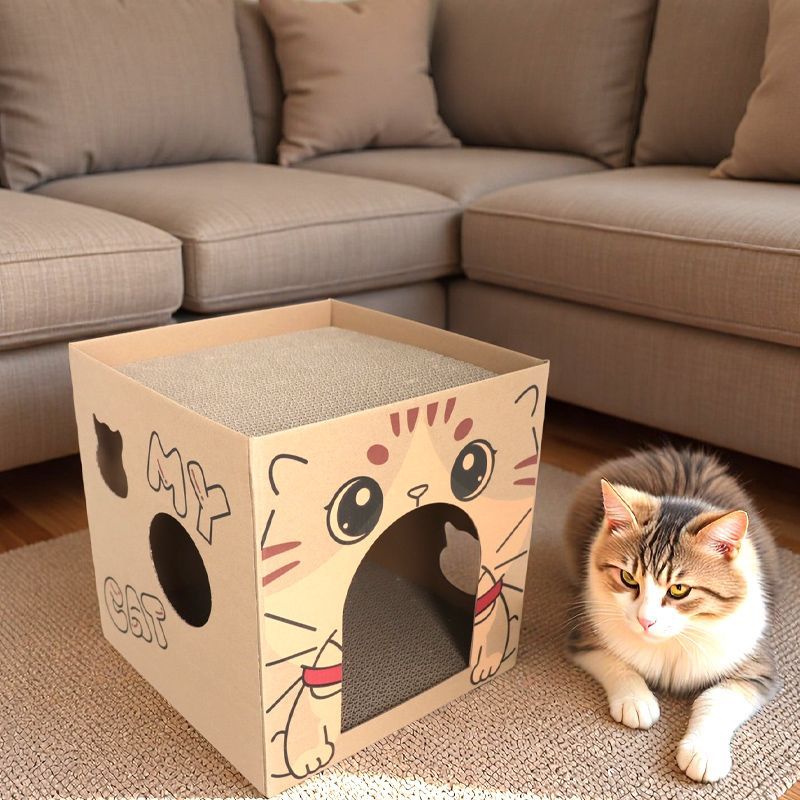 纸盒子猫窝箱屋瓦楞替换图片