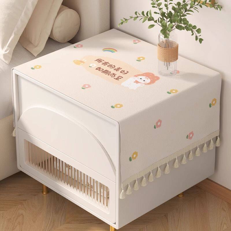 床头柜子盖布卧室床头柜桌布2026新款可爱卡通防尘盖布冰箱顶部装