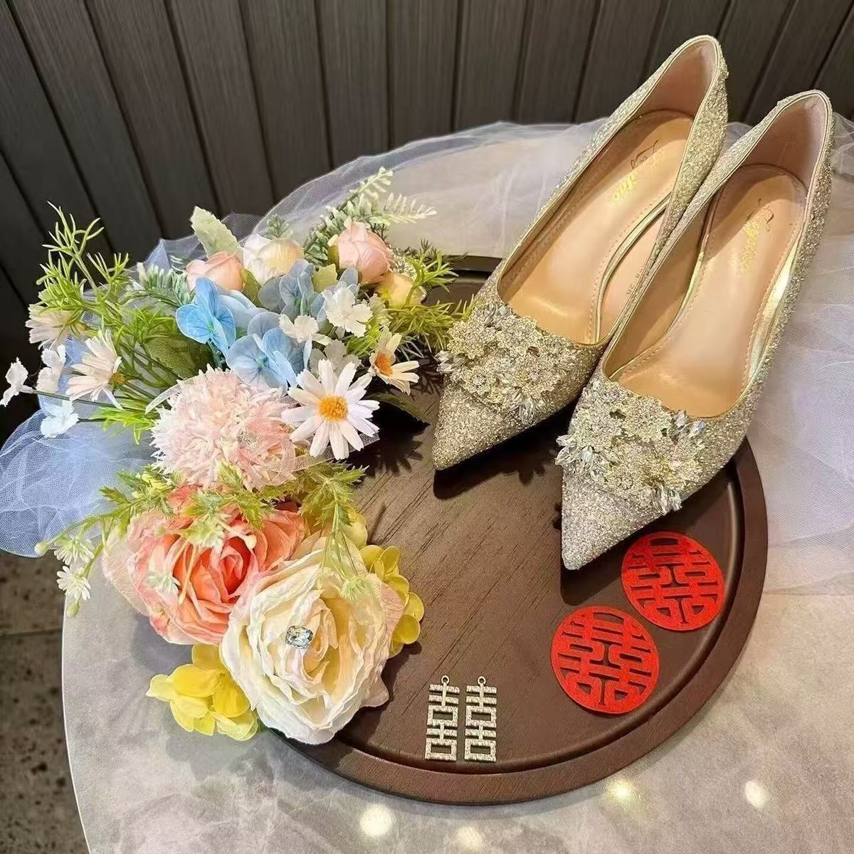 婚鞋展示架结婚装饰品仿
