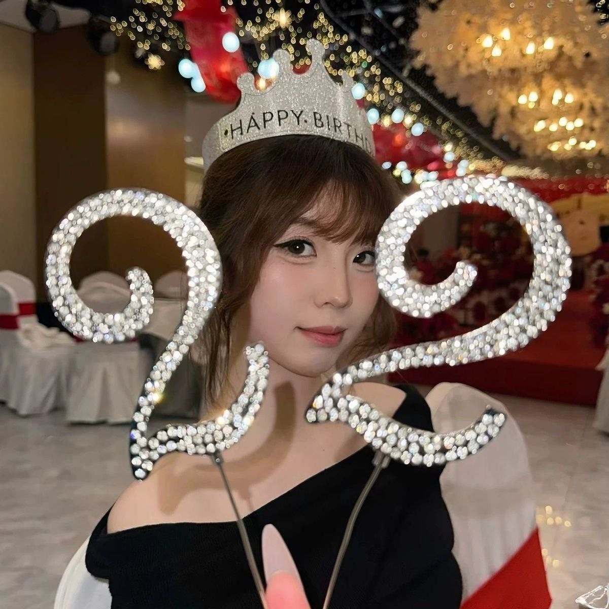 生日数字水钻银色镶钻大
