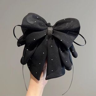 爪夹子头饰发夹韩版2025新款网纱星空碎钻蝴蝶结马尾抓夹后脑勺盘