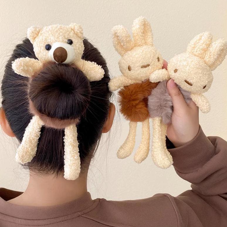 2025网红爆款头绳卡通小熊弹力毛绒发圈女孩头绳儿童皮筋扎头发皮