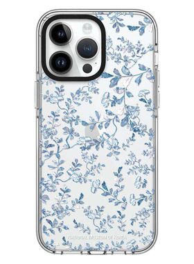 香港代购CASE蓝色小碎花透明适用苹果17promax手机壳iphone16pro保护套15plus防摔14/13/12磁吸Magsafe潮牌11