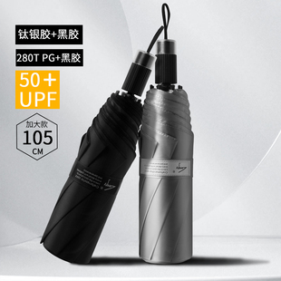 钛银黑胶双层太阳伞超强防晒防紫外线遮阳伞女大号折叠晴雨两用伞