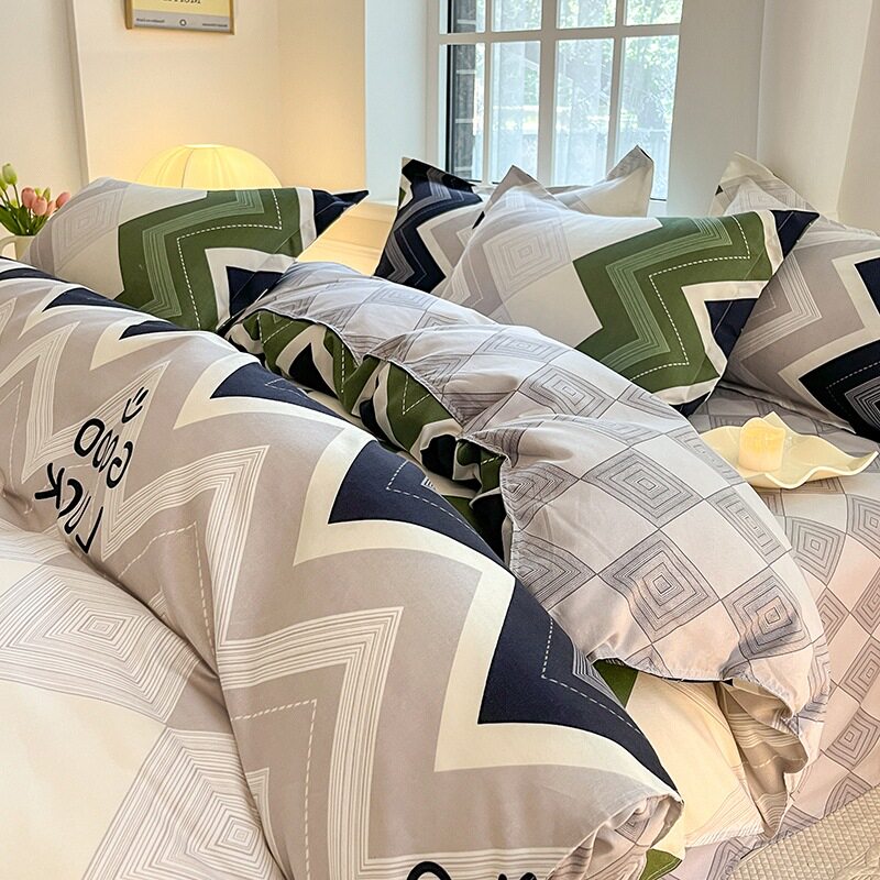 加厚磨毛四件套学生宿舍三件套1.8米床单被套床上4件套简约风冬季