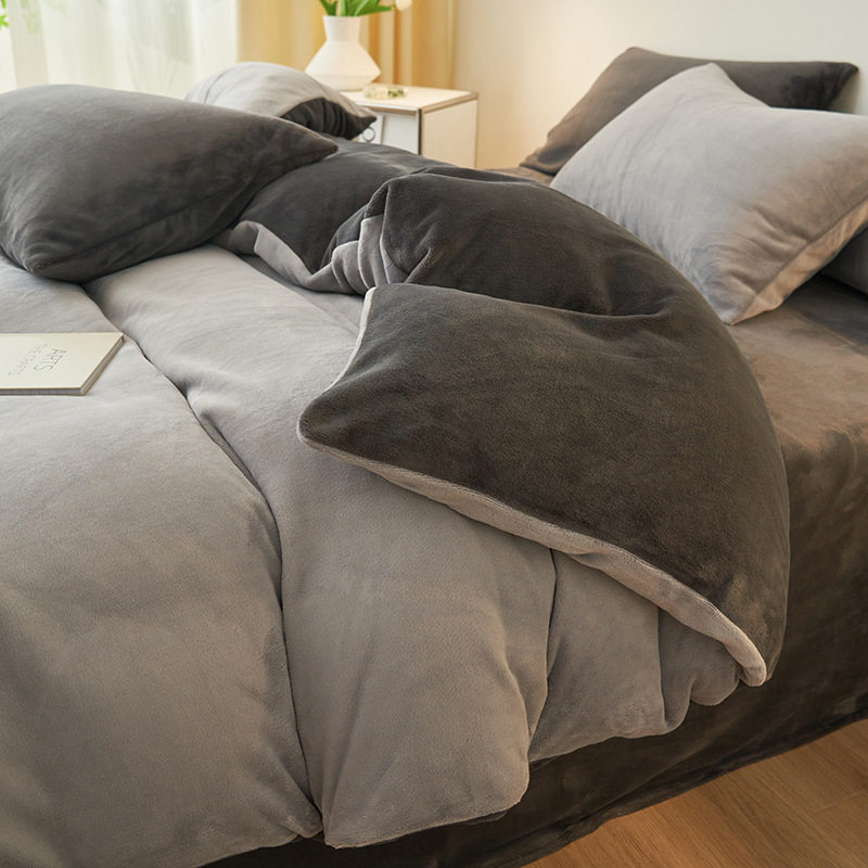 牛奶绒被套单件冬季加绒加厚珊瑚绒被罩单个简约纯色学生宿舍