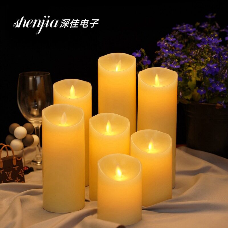 电子蜡烛灯可遥控石蜡发光蜡烛摇摆充电教堂婚庆烛光道具仿真圣诞