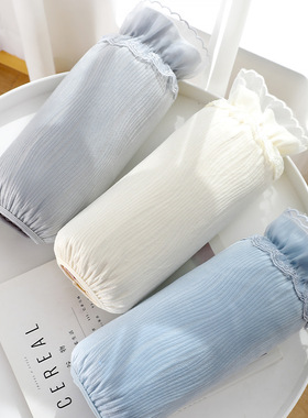 蕾丝花边绒布袖套女士冬季工作套袖羽绒服护袖办公室防脏手袖子RY