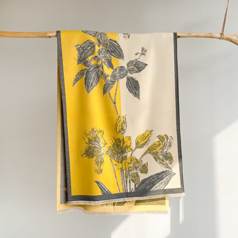 文艺复古花卉时尚加厚仿羊绒围巾女空调披肩秋冬保暖围脖一件