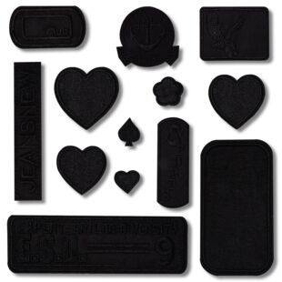 羽绒服补丁贴黑色刺绣徽章布贴衣服皮衣包包修复破洞手缝装饰贴布