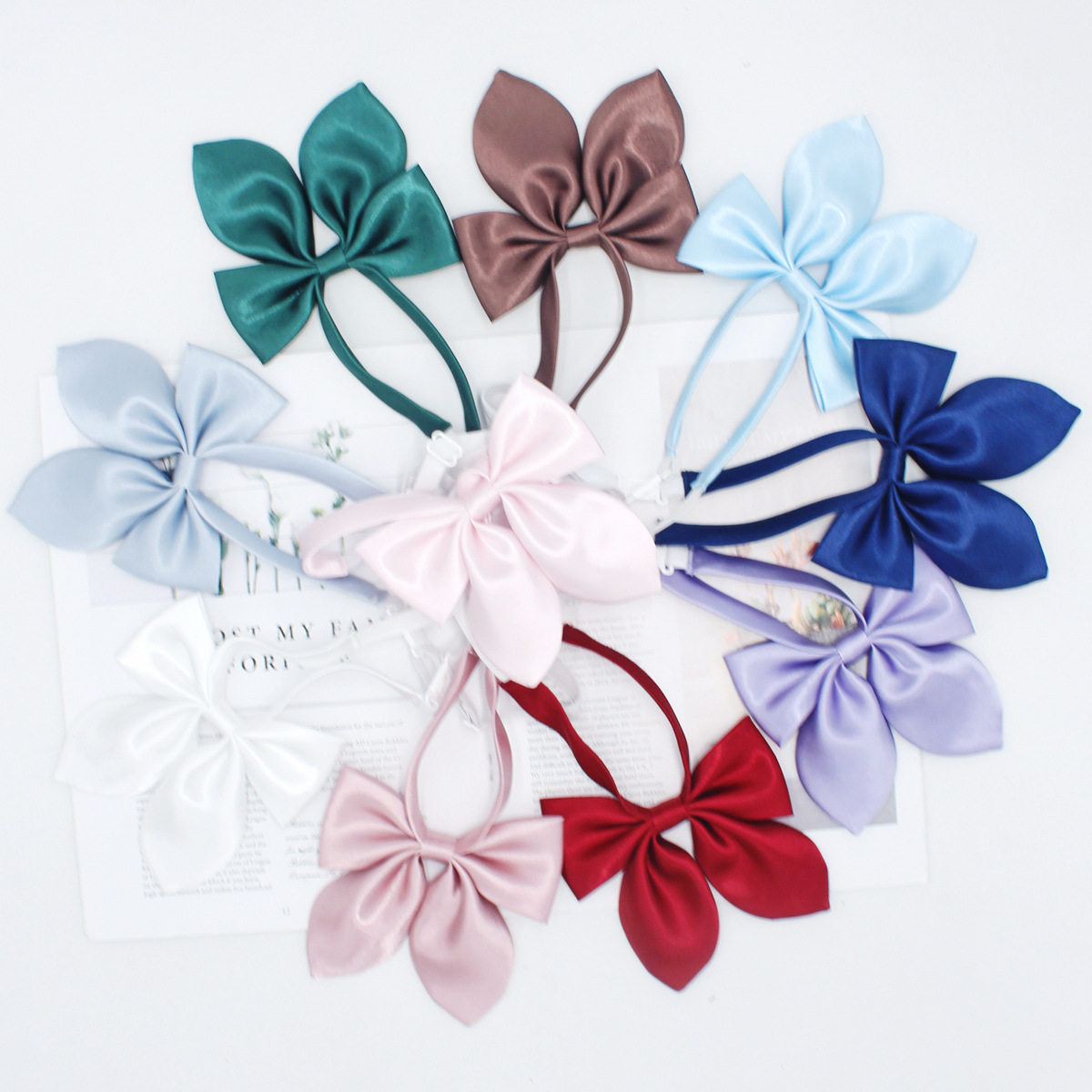 纯色兔耳领结女闪光蝴蝶结 新款韩版学院风jk制服领结水手服配饰