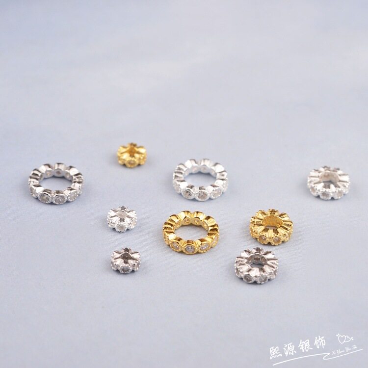 925纯银DIY饰品配件 微镶锆石隔片垫片隔珠 水晶手链串珠材料配饰