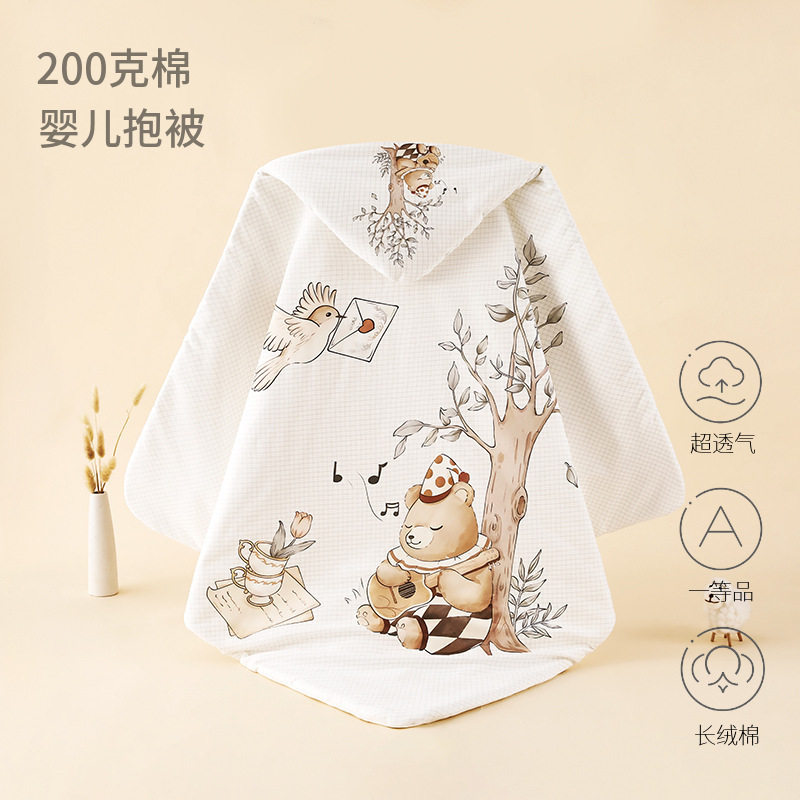 新生儿抱被200克婴儿纯棉包被初生包单秋冬被子襁褓产房宝宝用品 - 俏皮点点旗舰店出品