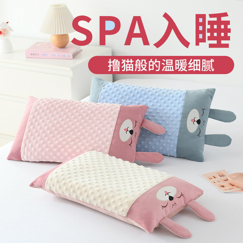 儿童荞麦壳枕头豆豆绒秋冬季1-3-6岁小学生午睡婴儿宝宝卡通枕芯