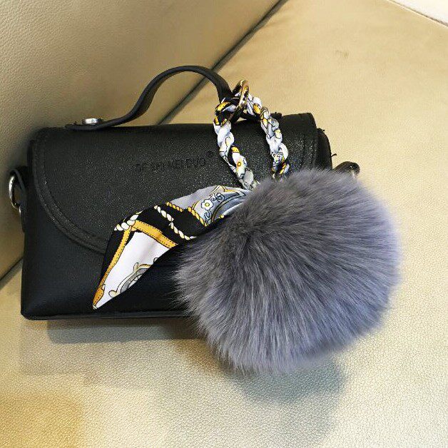 韩国狐狸毛丝巾毛球女士包包挂件皮草毛绒汽车钥匙扣挂饰背包配饰