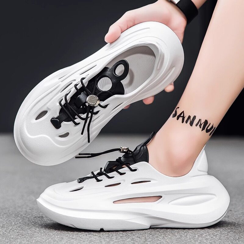 潮牌运动洞洞鞋男款夏季外穿厚底镂空涉水涉溪凉鞋男生海边沙滩鞋