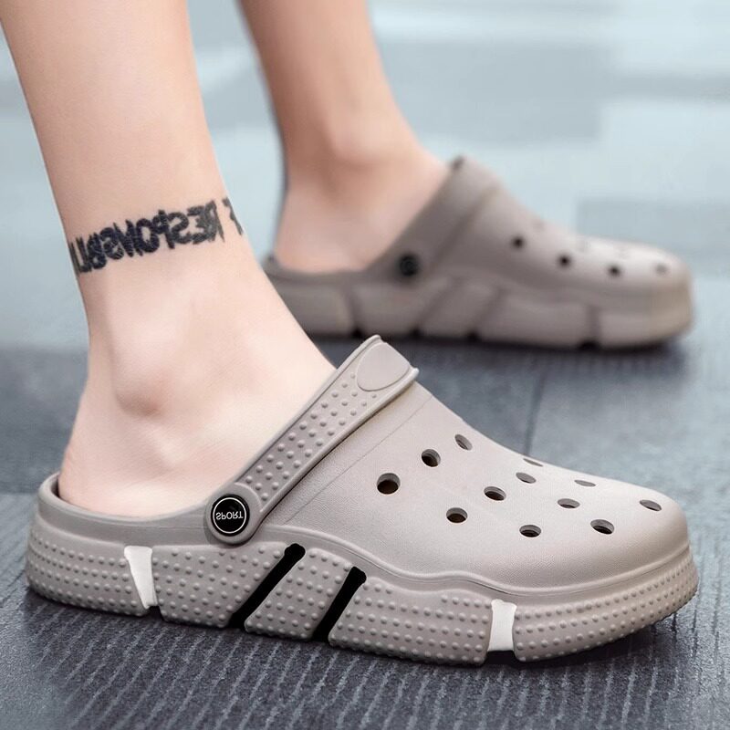 潮牌洞洞鞋男士2025新款夏季情侣款包头拖鞋外穿软底防滑沙滩凉鞋