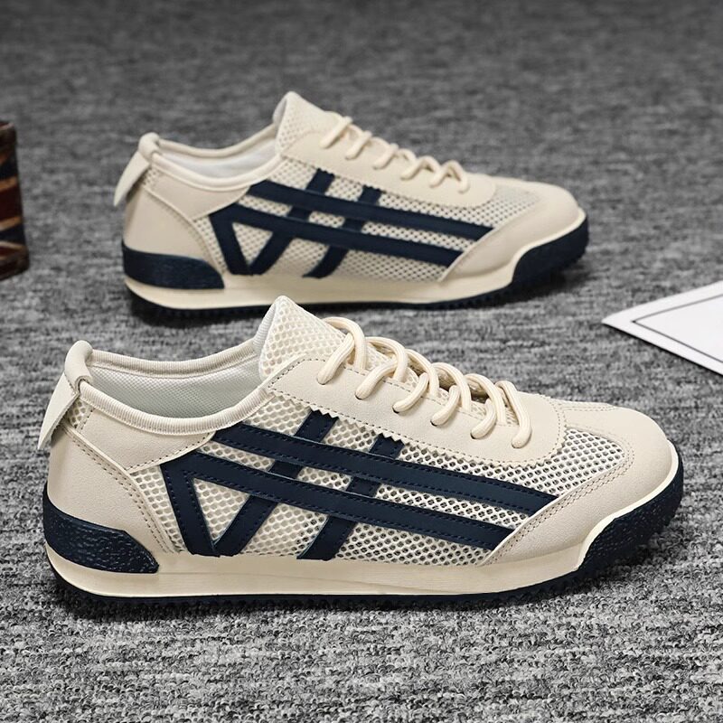 潮牌男鞋新款夏季透气薄款镂空网鞋男款运动休闲板鞋跑步网面潮鞋