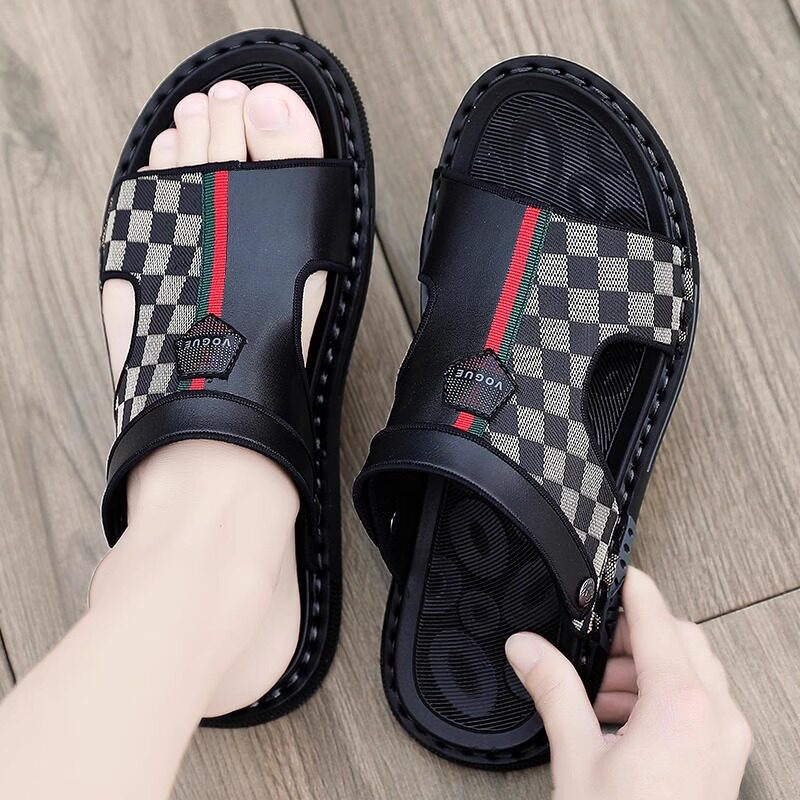 潮牌凉鞋男款夏季外穿防滑软底两用爸爸拖鞋男士开车沙滩一字凉拖