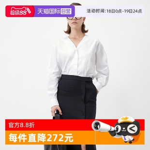 女長袖 Marc V領開襟短白色時尚 襯衫 新款 自營 Polo2025夏季