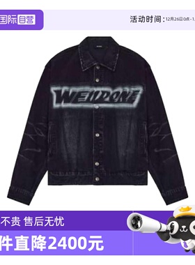 【自营】we 11 done男款胸口字母徽标印花黑色棉质牛仔外套休闲