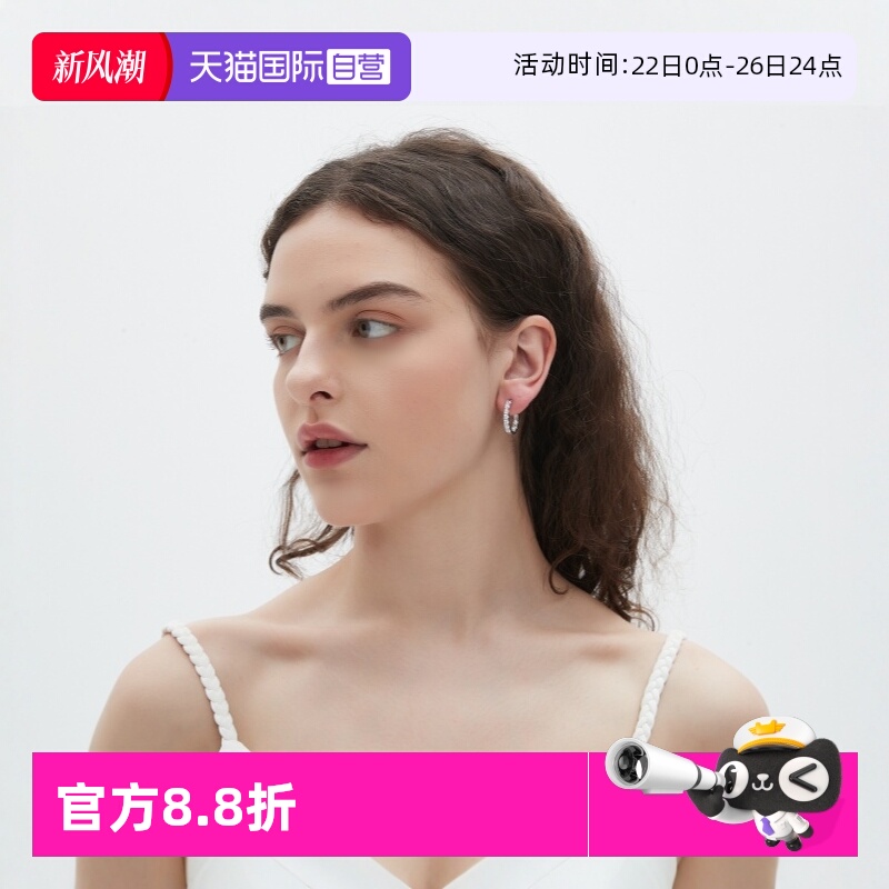 满钻耳环纯银高级感女款新款欧美