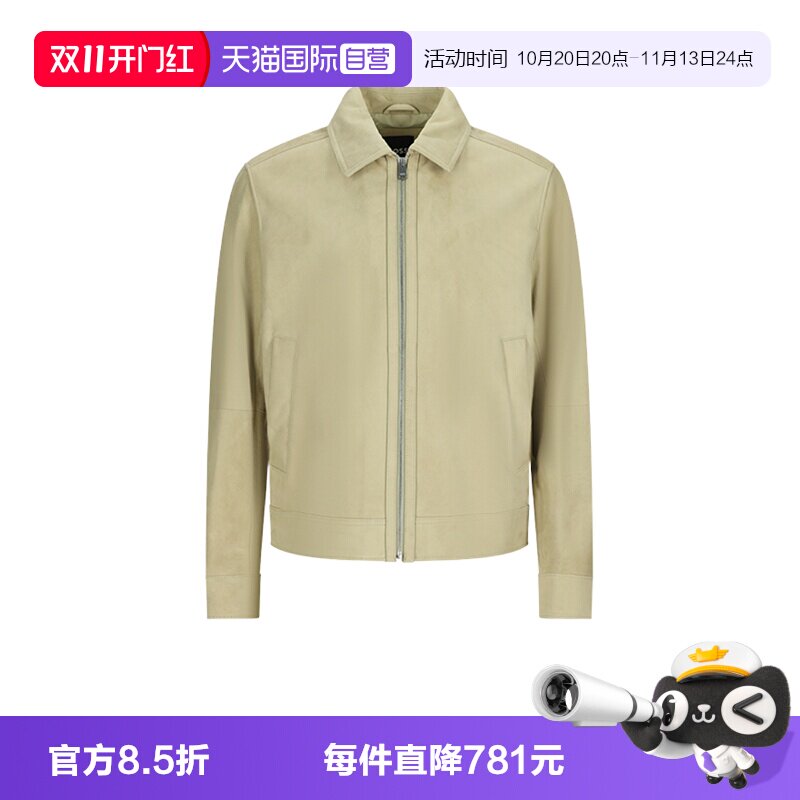 【自营】Hugo Boss男士black系列山羊皮革皮衣皮夹克外套50563869