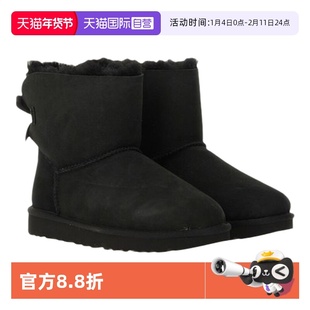 【自营】UGG秋冬女士时尚平底圆头蝴蝶结纯色短靴雪地靴1016225